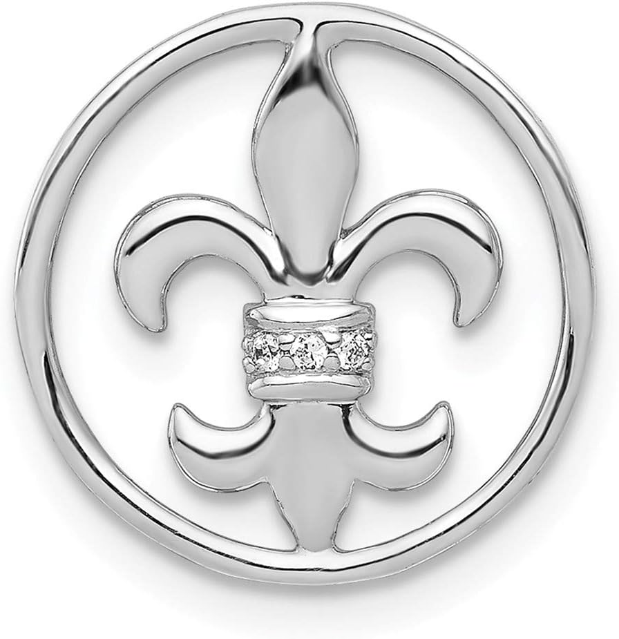 Jewels By Lux 14k White Gold .01ct. Diamond Fleur De Lis Chain Slide