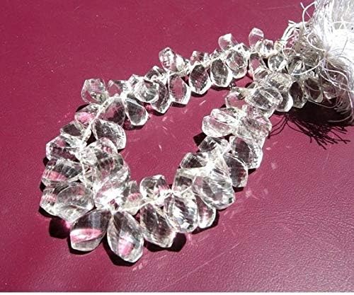 13 inch natural beads strand of 11x6-13x8mm faceted drop crystal quartz gemstone briolletes beads for DIY jewelry - necklace, bracelet, earring, ring.