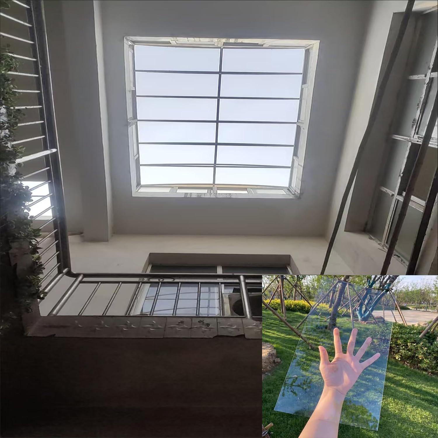 Polycarbonate roof panels, greenhouse panels, 1/2/3mm thick courtyard skylight roof covers, UV-proof and rain-proof plastic roofs, suitable for gardens, agriculture, sunrooms, chicken coops, etc(2mm,1