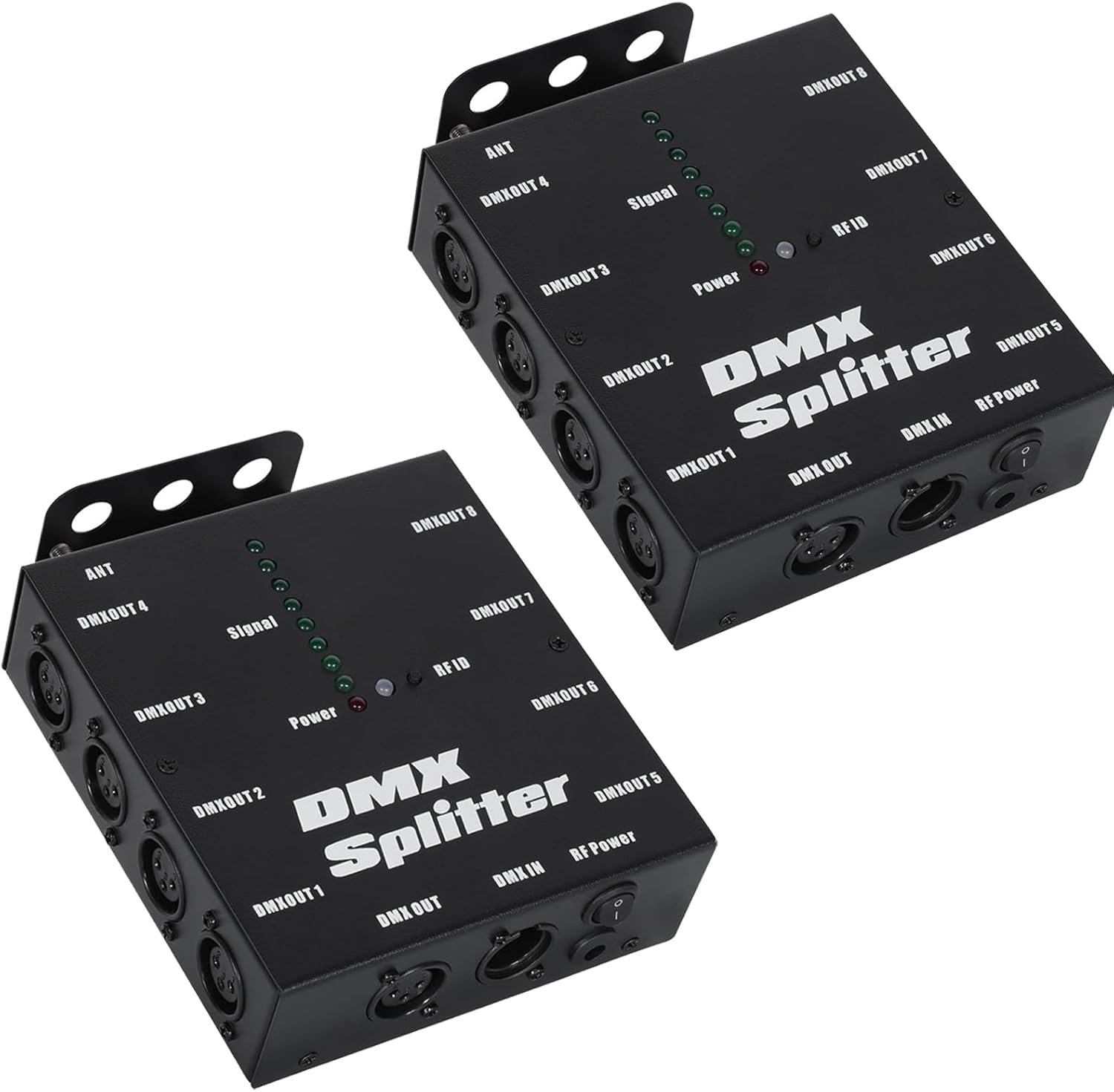 8-Channel DMX 512 Signal Amplifier,3-Pin Output DMX Wireless Transmitter Receiver,XLR DMX Splitter for LED Stage Lighting Disco Party（2 Pack）