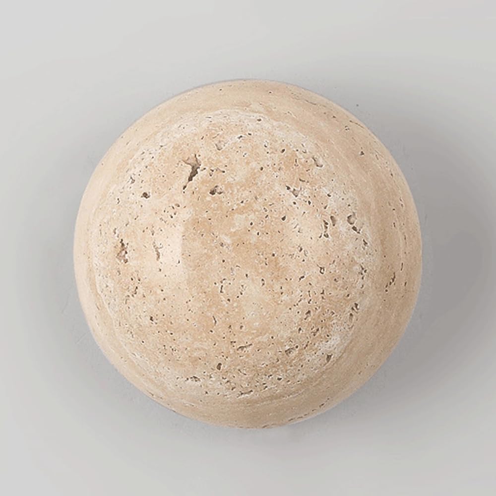 5.9in Round Natural Stone Shade Wall Light Corner Porch Wall Sconce LED Modern Wall Lamp Vintage Japanese Wabi Sabi Bedside Wall Lights Fixtures for Porch Workshop Kitchen Living Room