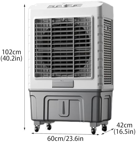 Evaporative Air Cooler, Portable Air Conditioner with Ice Crystals and 3 Wind Speeds, Swamp Cooler for Room Office Factory(60 * 42 * 102cm)