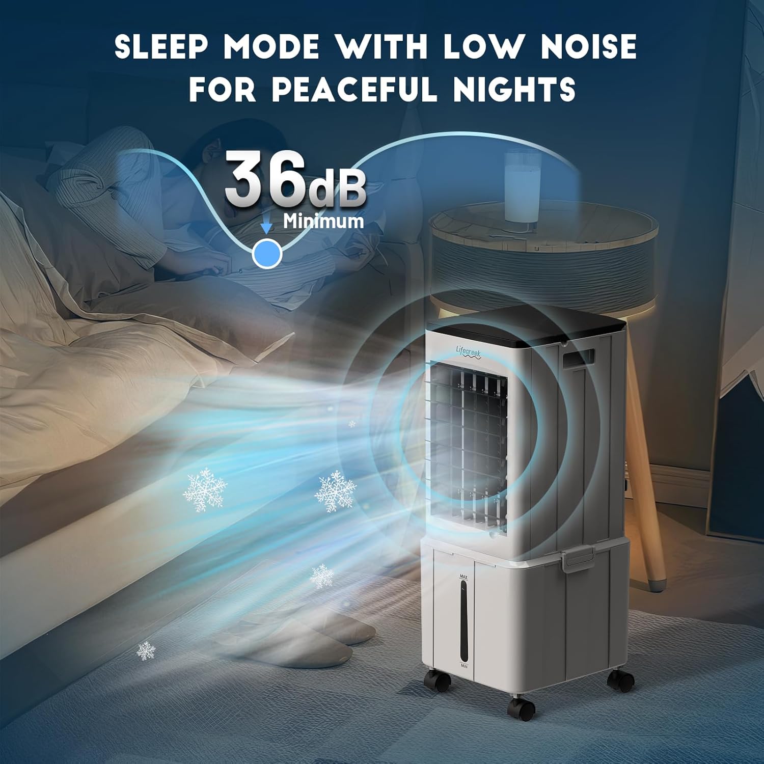 Portable Air Conditioner, 3-IN-1 Evaporative Air Cooler w/3.2Gal Tank, 4 Modes & 3 Speeds, 12H Timer, 6 Ice Packs, Remote Control, Windowless Swamp Cooler for Bedroom,Home,No Hose Needed