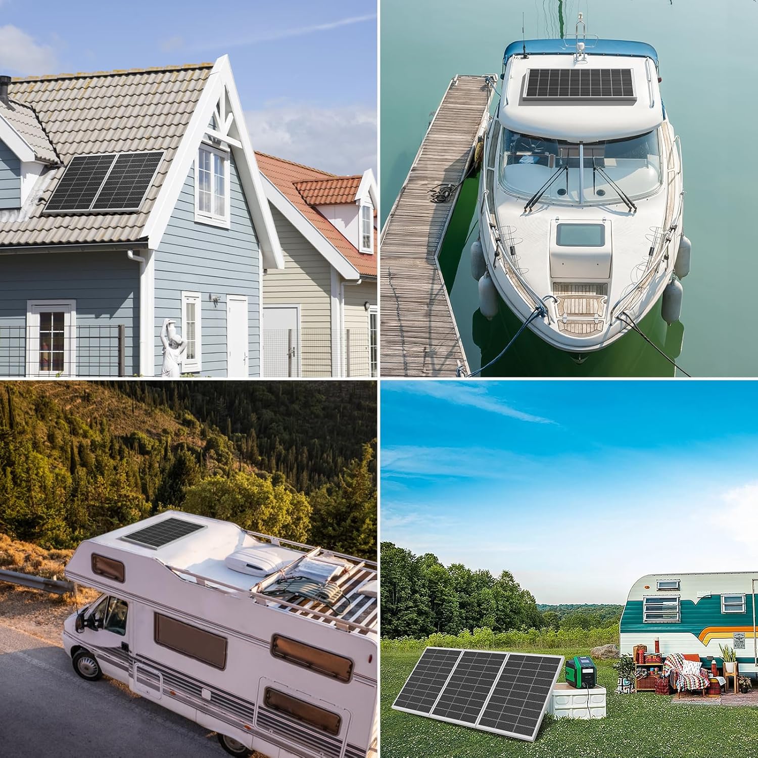 300 Watt Solar Panels, 12V 150 Watt 2 Pack, Monocrystalline Cell High-Efficiency PV Module, Solar Panels for Homes Camping RV Battery Boat Caravan and Other Off-Grid System