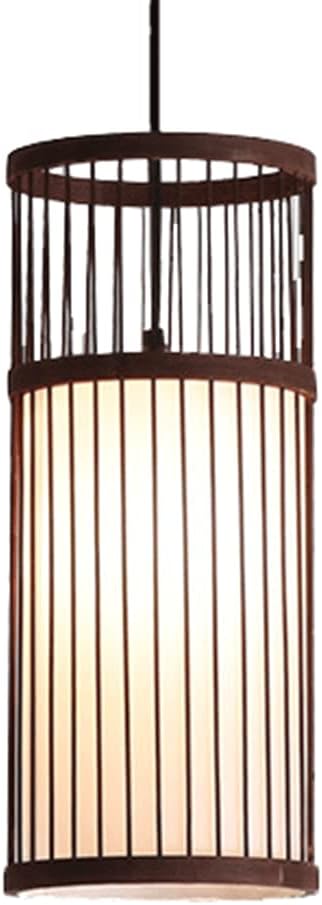 RCIDOS E27 Base Bamboo Rattan Ceiling Light Fixture Cylindrical Small Hanging Lights Bamboo Art Pendant Lighting Fixture Hand-Woven Wicker Suspensiom Lamp for Coastal Rustic Farmhouse Café