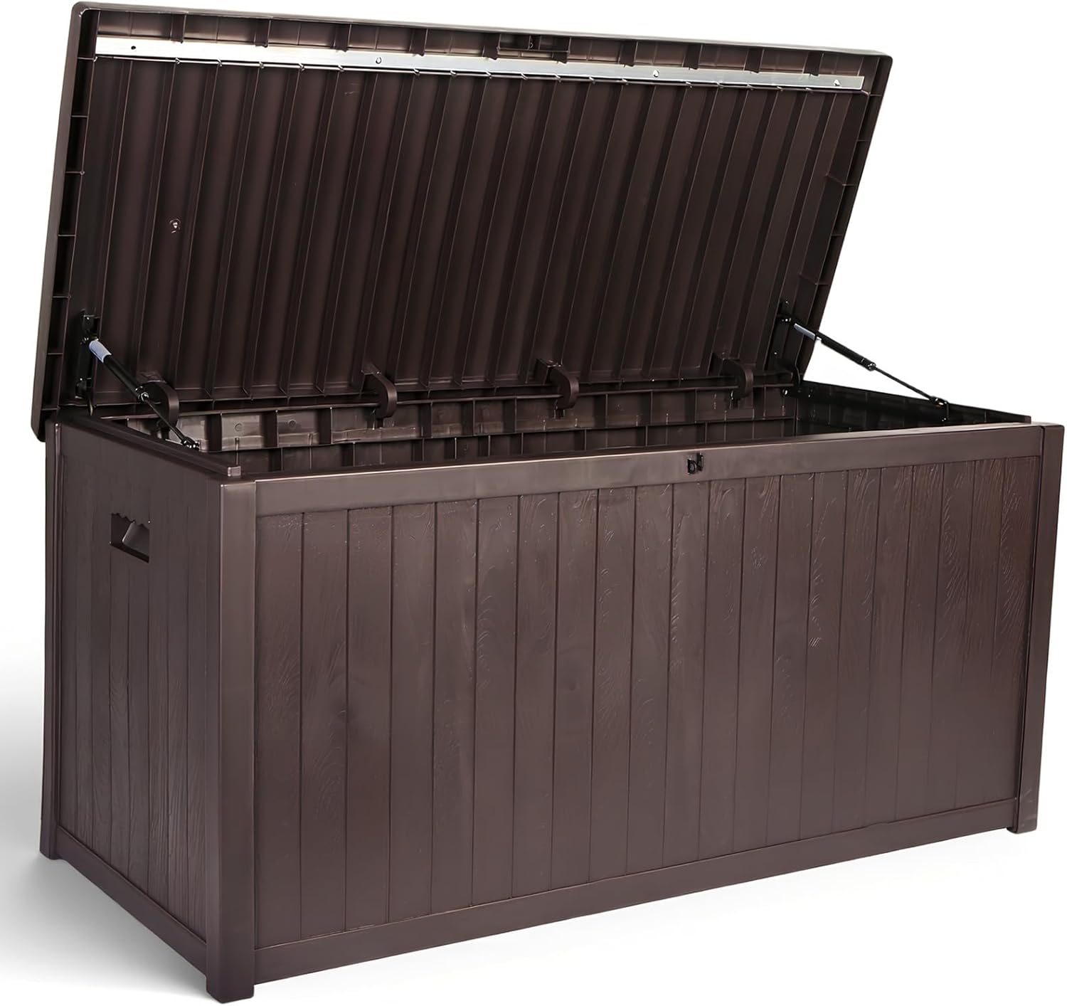 260 Gallon Outdoor Storage Box, Extra Large Resin Deck Box with Lockable Lid, Waterproof & UV-Resistant Patio Furniture Cushion Storage, Black