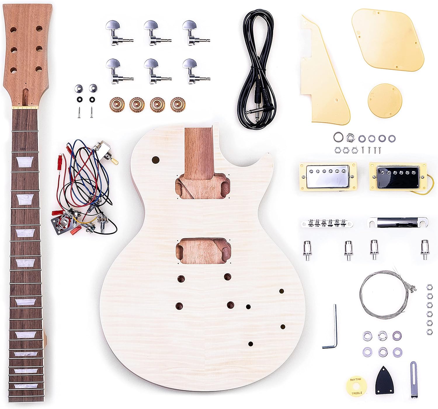 DIY Electric Guitar kits,Mahogany Body,Mahogany Neck and Rosewood Fingerboard,H-H Pickup Configuration,Natural