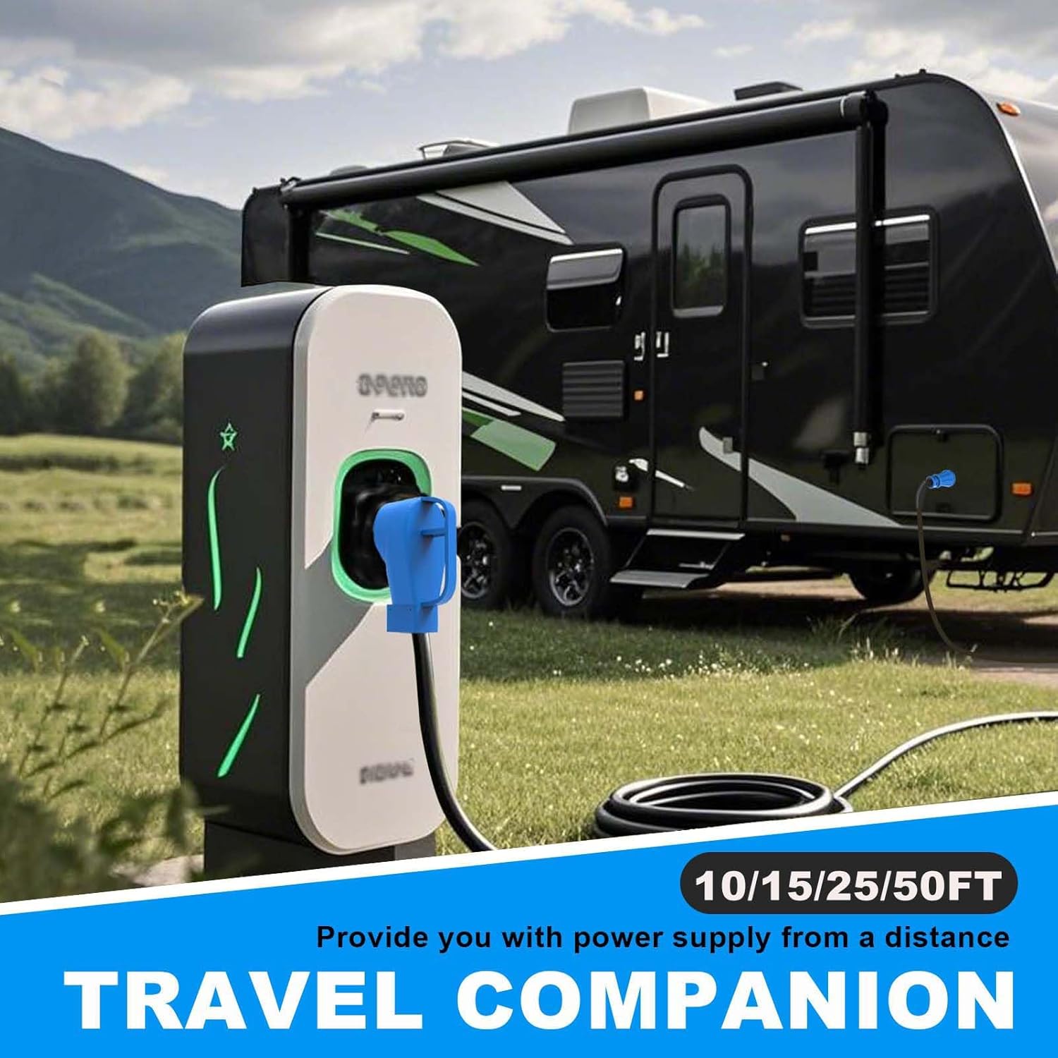 50 Amp Generator Cord, 25FT RV Extension Cord with Twist Lock, 4 Prong NEMA 14-50P to SS2-50R, Heavy Duty 6/3+8/1 Gauge STW Wire Cable for Camper & House, ETL Listed (25FT)