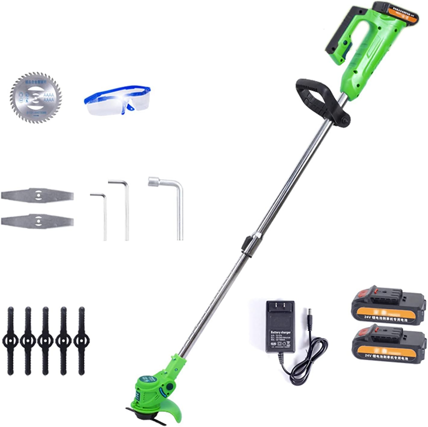 Electric Lawn Mower, 21V Portable Battery Electric Rotary Lawn Mower with U-Handle, Rechargeable Lightweight Telescopic Garden Weeding Tools, 1 Battery