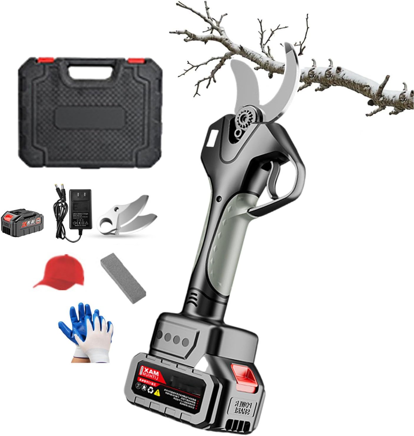 Electric Secateurs And Secateurs, Garden Secateurs with LCD Digital Display, Professional Cordless Pruning Shears For Hedge Branch Flowers, Cutting Diameter Of 45mm (1.7 Inch),1-battery