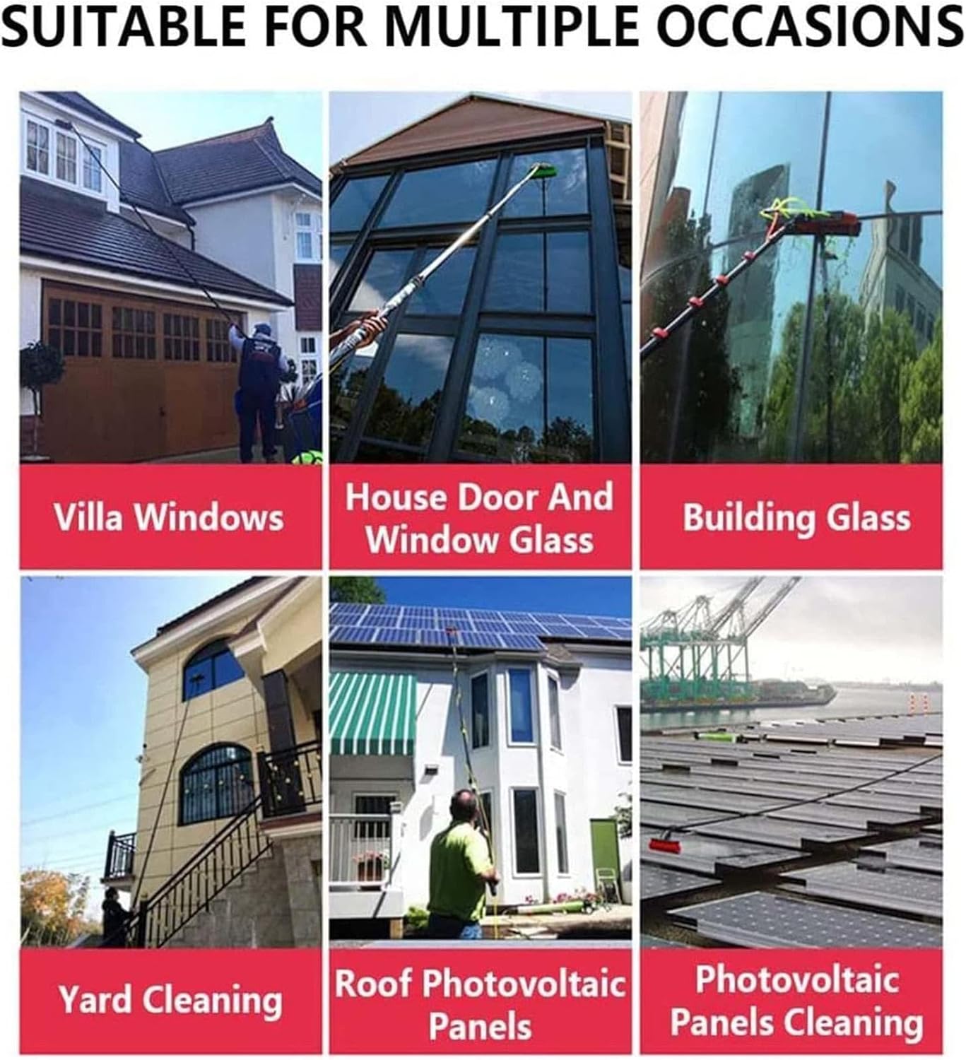 3.6-9m Window Cleaning Pole, Window Cleaner Kit, Water/Hose Fed Pole, Window Cleaning Brush Equipment, Cleaning Photovoltaic and Solar Panels