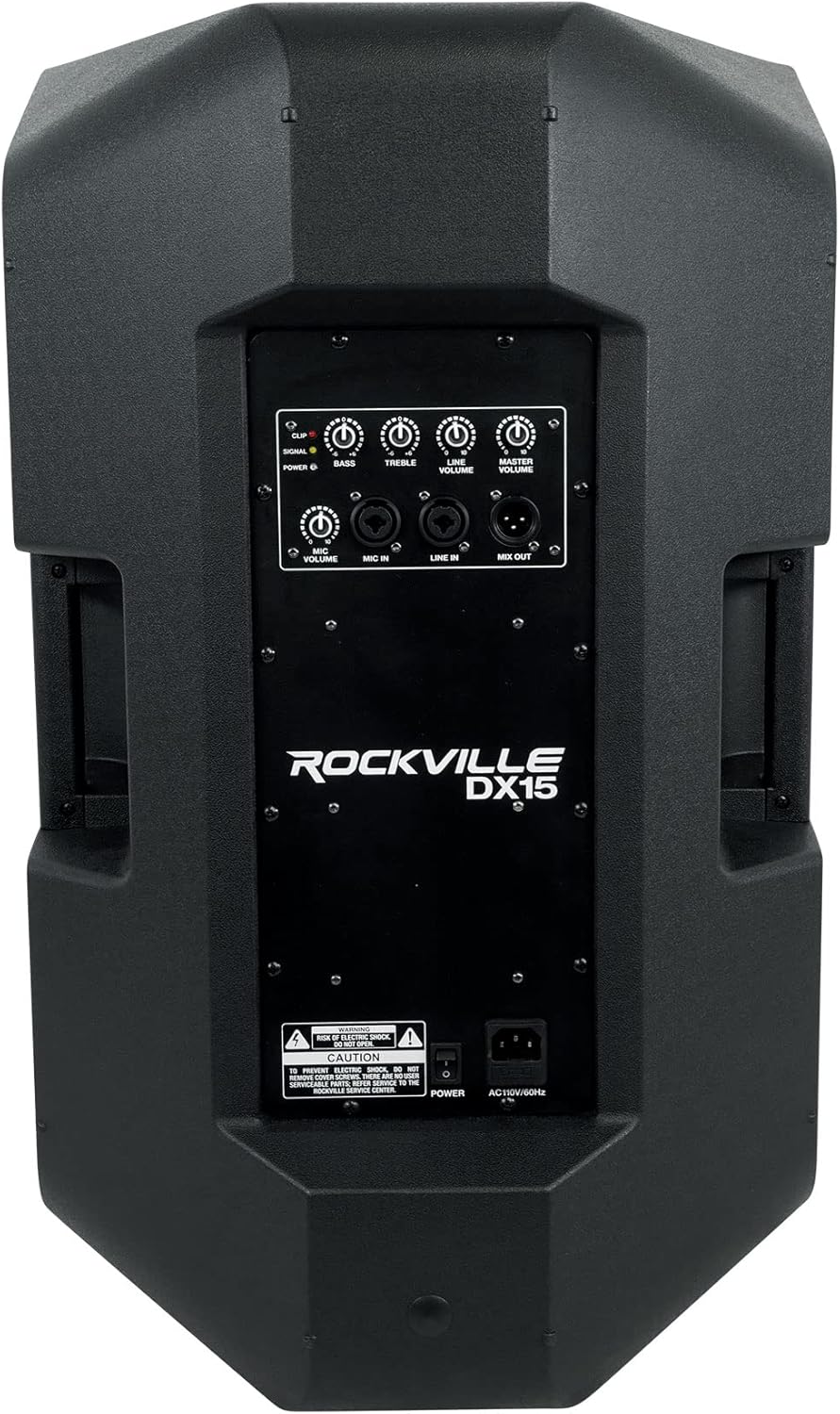 Rockville DX15 2000W 15” Powered PA Speaker, 2-Channel Mixer, XLR & 1/4” Inputs, Dual-Angle Pole Mount, Stage Monitor Angle, Perfect for Live Sound, Events, Venues & DJs