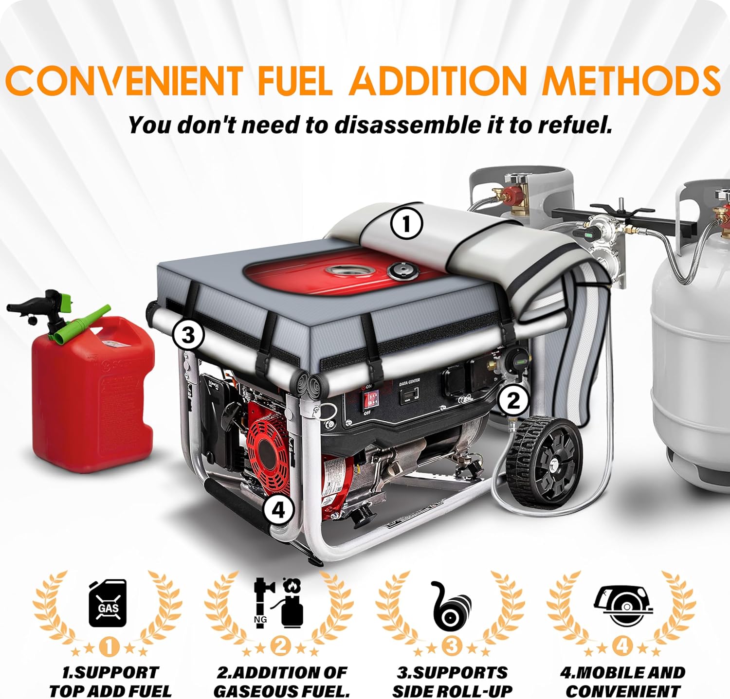 Running Generator Cover, Running Generator Cover, 38x28x27 inch, Top Can Be Opened, 100% Heavy Duty Waterproof Oxford Fabric. Suitable for most generators over 10,000 watts. Gray