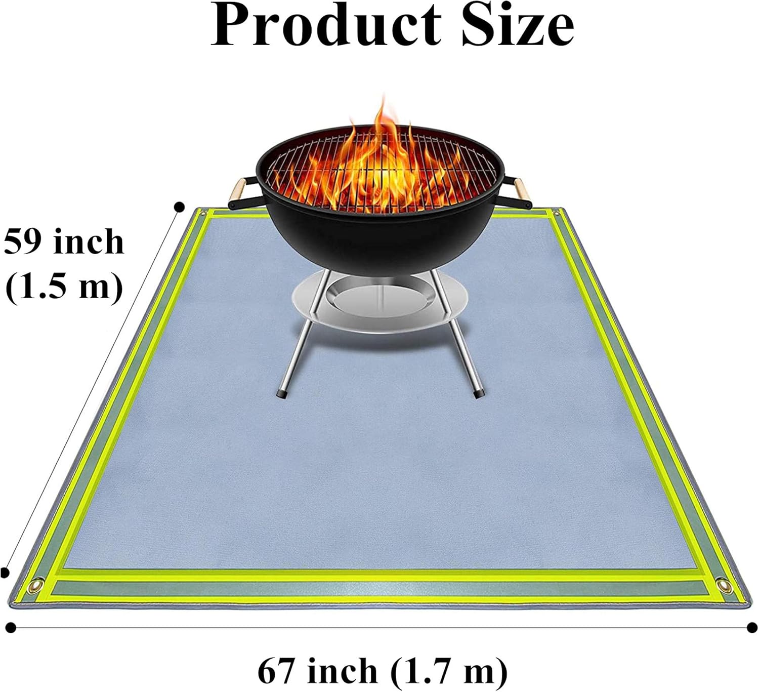 Fire Pit Mat | Square Ember Mat | Large Grill Mat | Under Grill Mat Pad, Protector for Wood Burning Fire Pit, Charcoal Grill, Deck, Lawn, Outdoor Patio,59 * 67 inch /1.5 * 1.7m
