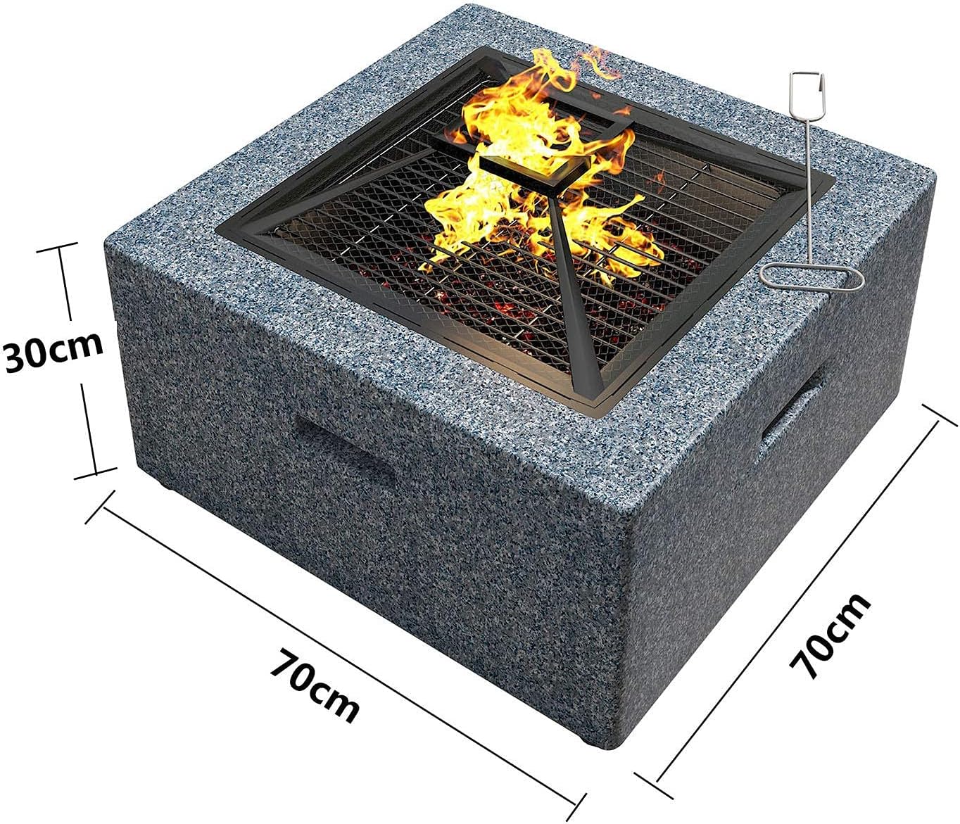 Outdoor Fire Pit Bowl,Fire Pit with Grill Shelf ? 70 cm Fire Bowl Out of Steel with an Edging of Artificial Stone with Waterproof Cover for Garden Patio