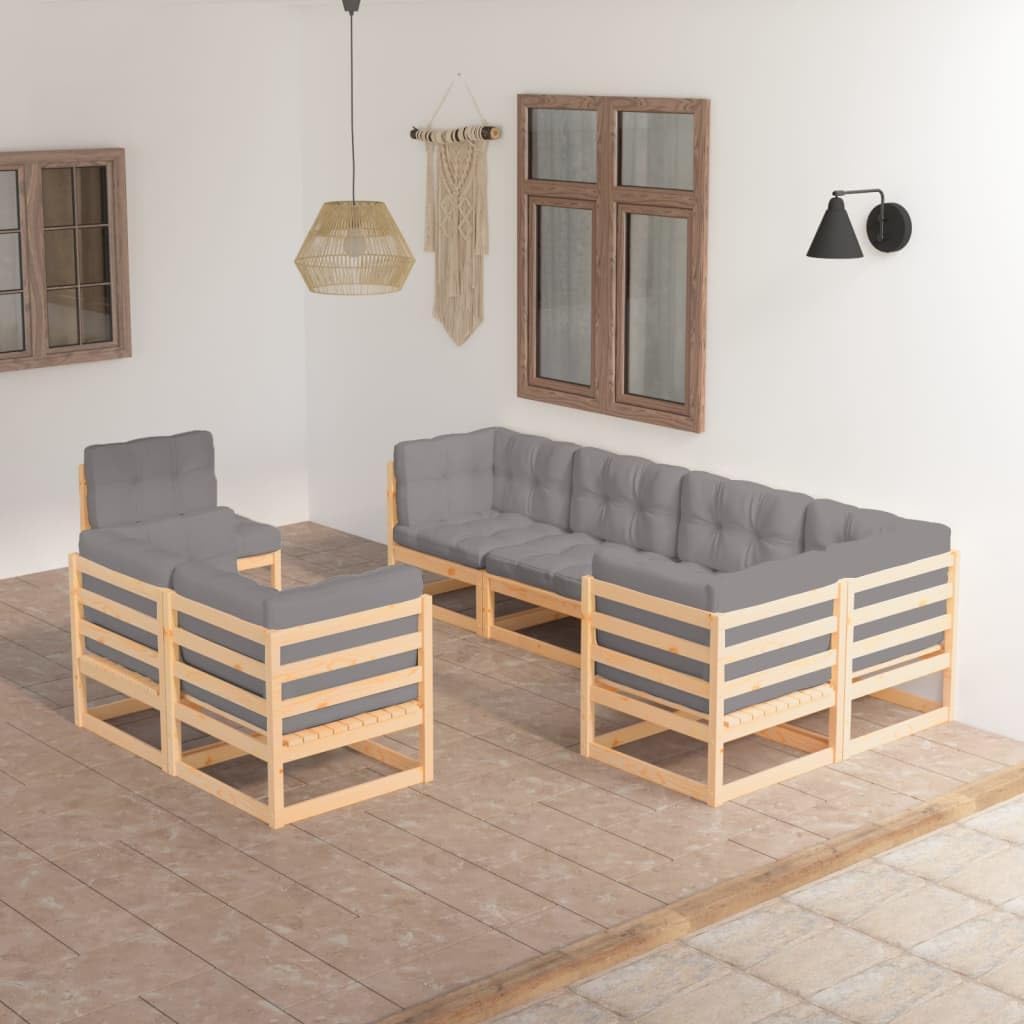 Furniture Sets 8 Piece Patio Lounge Set with Cushions Solid Wood Pine,Ultimate Patio Lounge Set: Customizable Comfort and Style for Any Outdoor Space Garden Conversation Sets