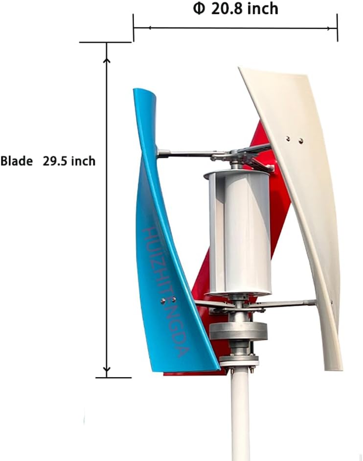 8000W Vertical Wind Turbine 12V Kit, Rooftop Wind Turbine 3 Blades with Mppt Charge Controller for Home Hybrids Streetlight