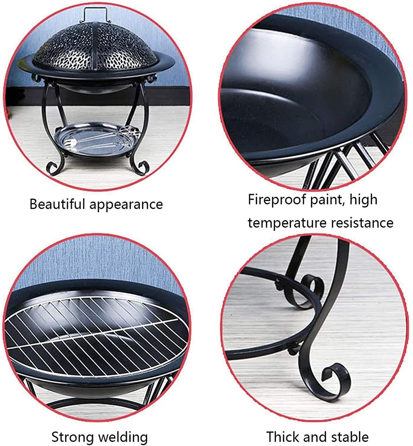 Fire Pits Outdoor Wood Burning Outdoor Fire Tables Patio Steel Grill Fire Pit