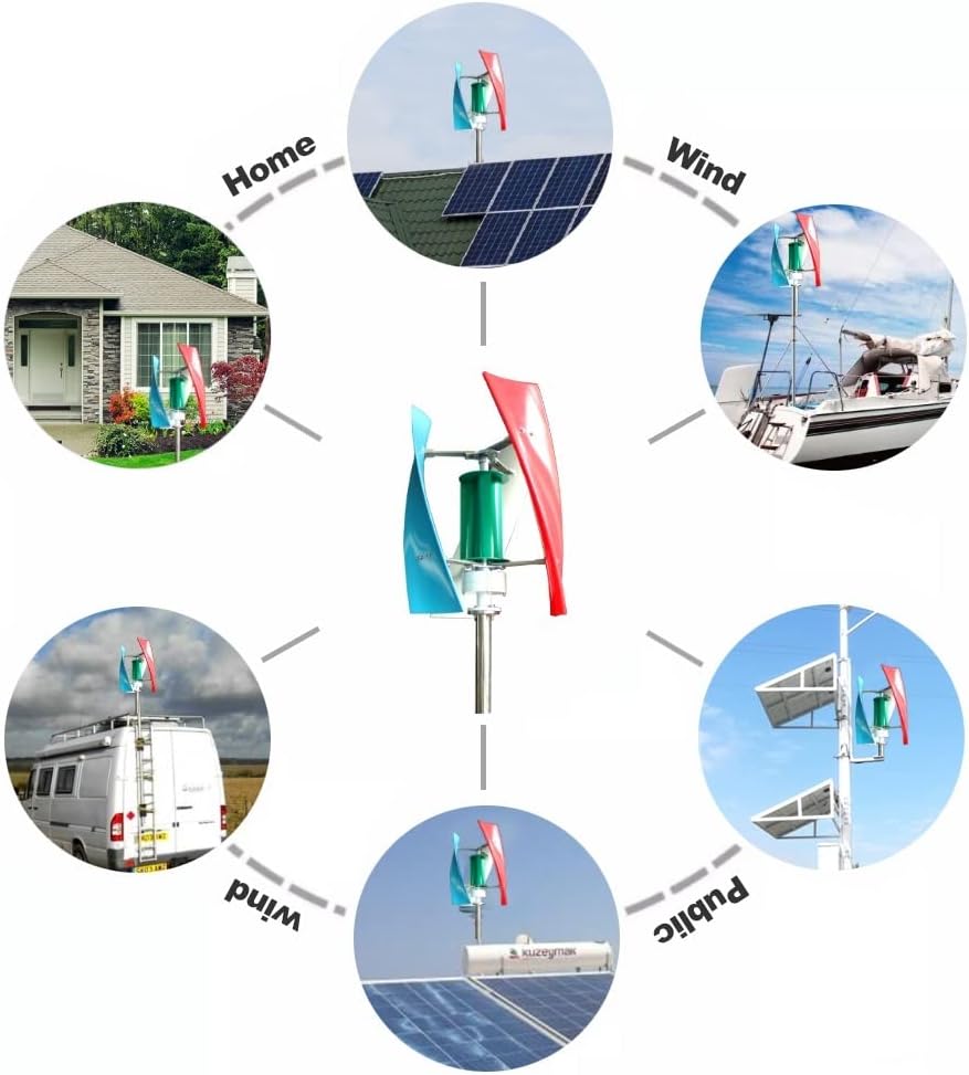 Wind Power Turbine Generator Real Efficiency Energy Windmill 1000W 1500W 12v 24v Vertical Axis Wind Turbine Generator For Hybrid Solar Wind System (Color : Turbine Only, Size : MULTICOLOR_24V)