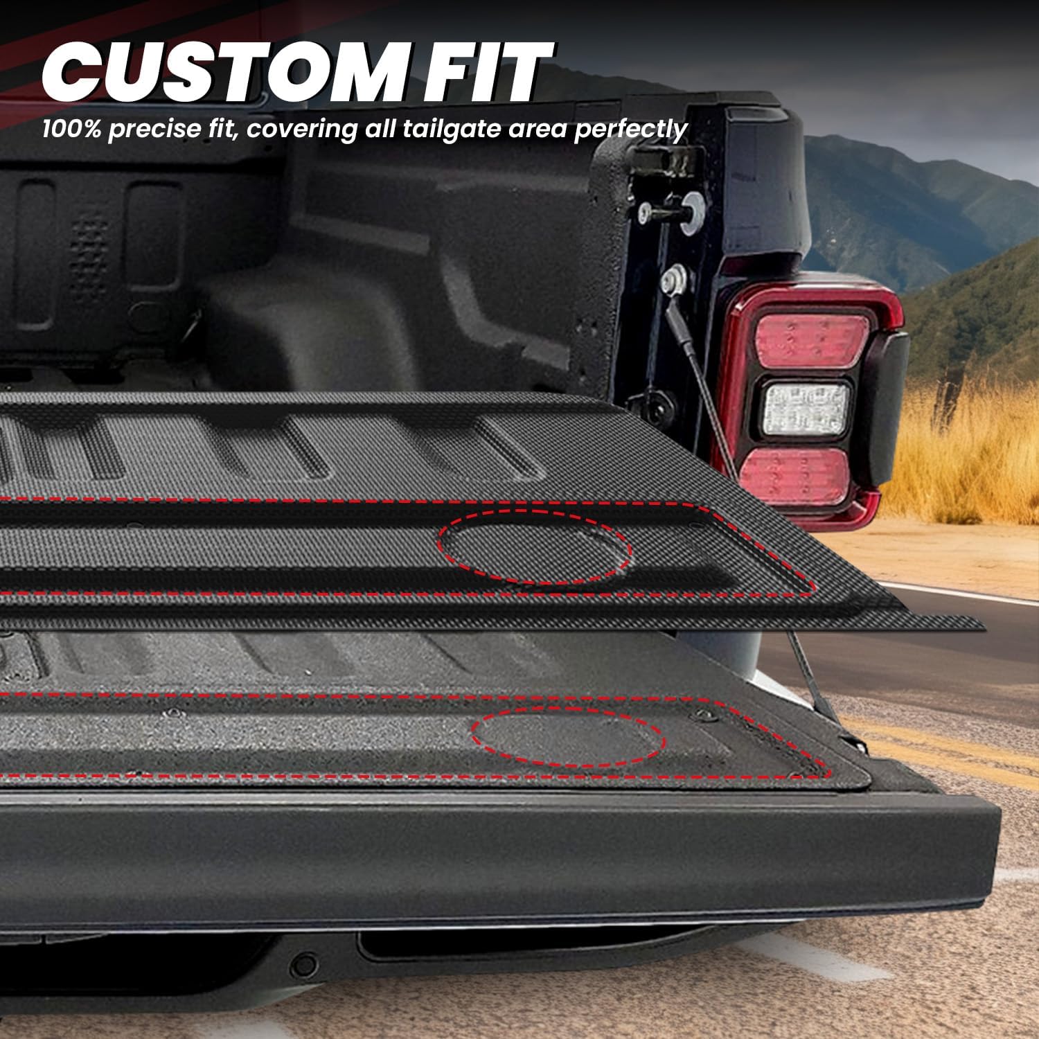LASFIT Tailgate Mat for Jeep Gladiator 2020-2026, All Weather TPE Tailgate Protector Liner Replacement Accessories Tailgate Cover