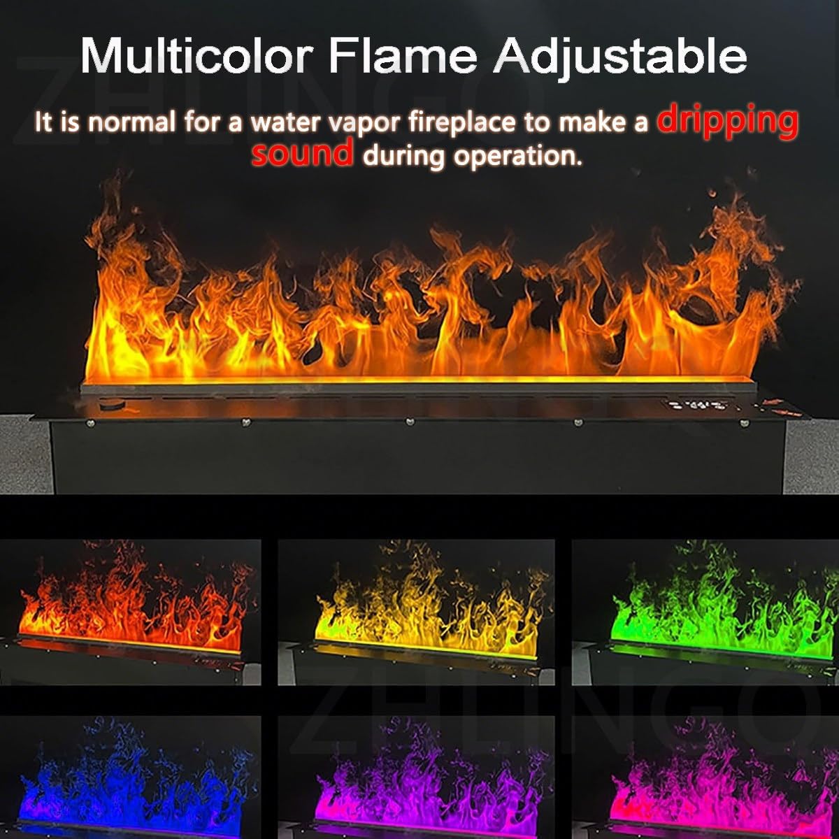 Electric Fireplaces, 70cm-150cm/27.6-59.1 Inches Fireplace for Bedroom, Ultra Thin Electric Fireplace, Chiminea Electrica Para Sala 3D Simulated Touchable Steam Flame with 7 Flame Colors,150cm/59.1in