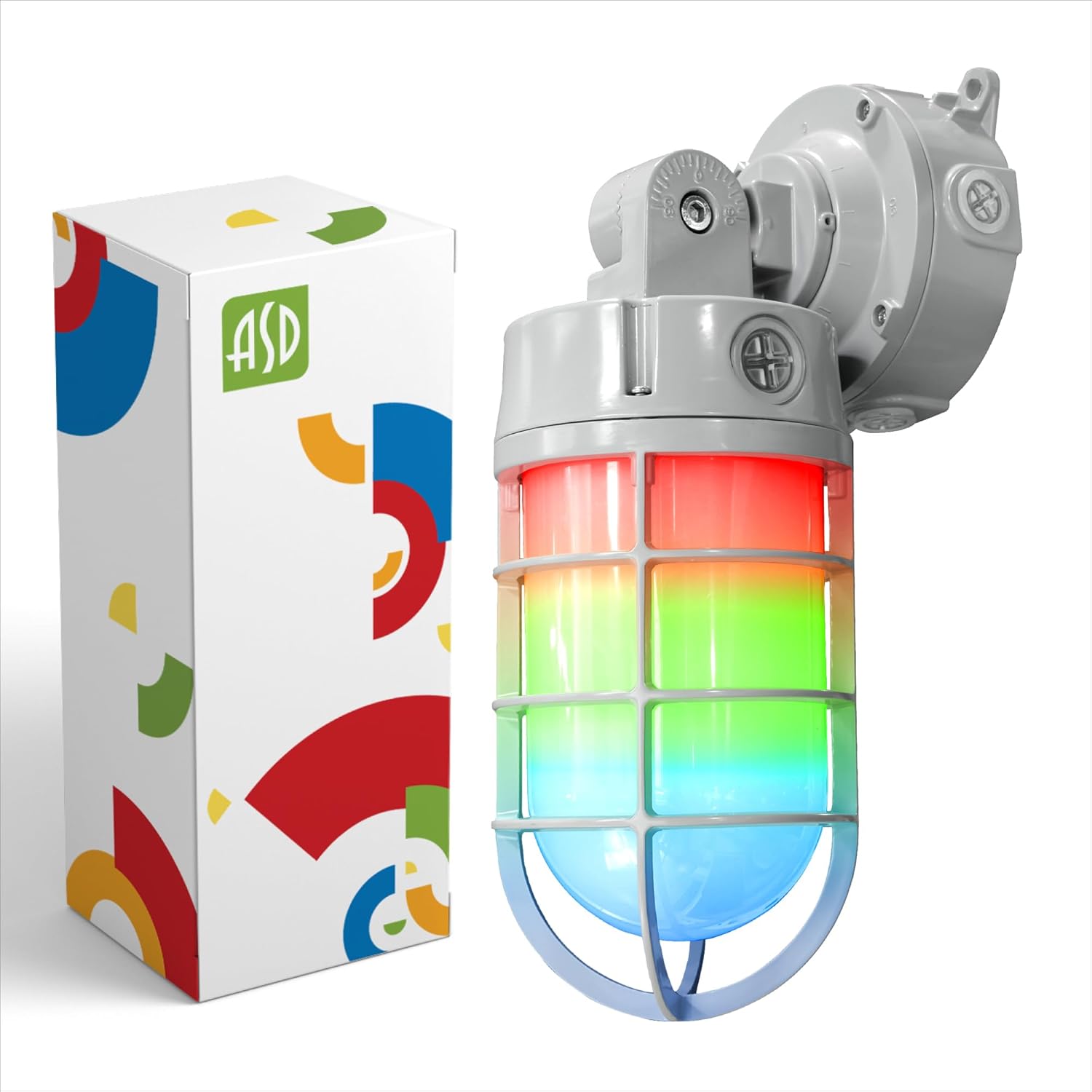 ASD LED Vapor Tight Jelly Jar Light - 12/16/20W 120-277V IP65 RGBCW Dusk to Dawn Industrial Wall Light Fixture, Wet Rated Dimmable Outdoor Security Cage Light, UL