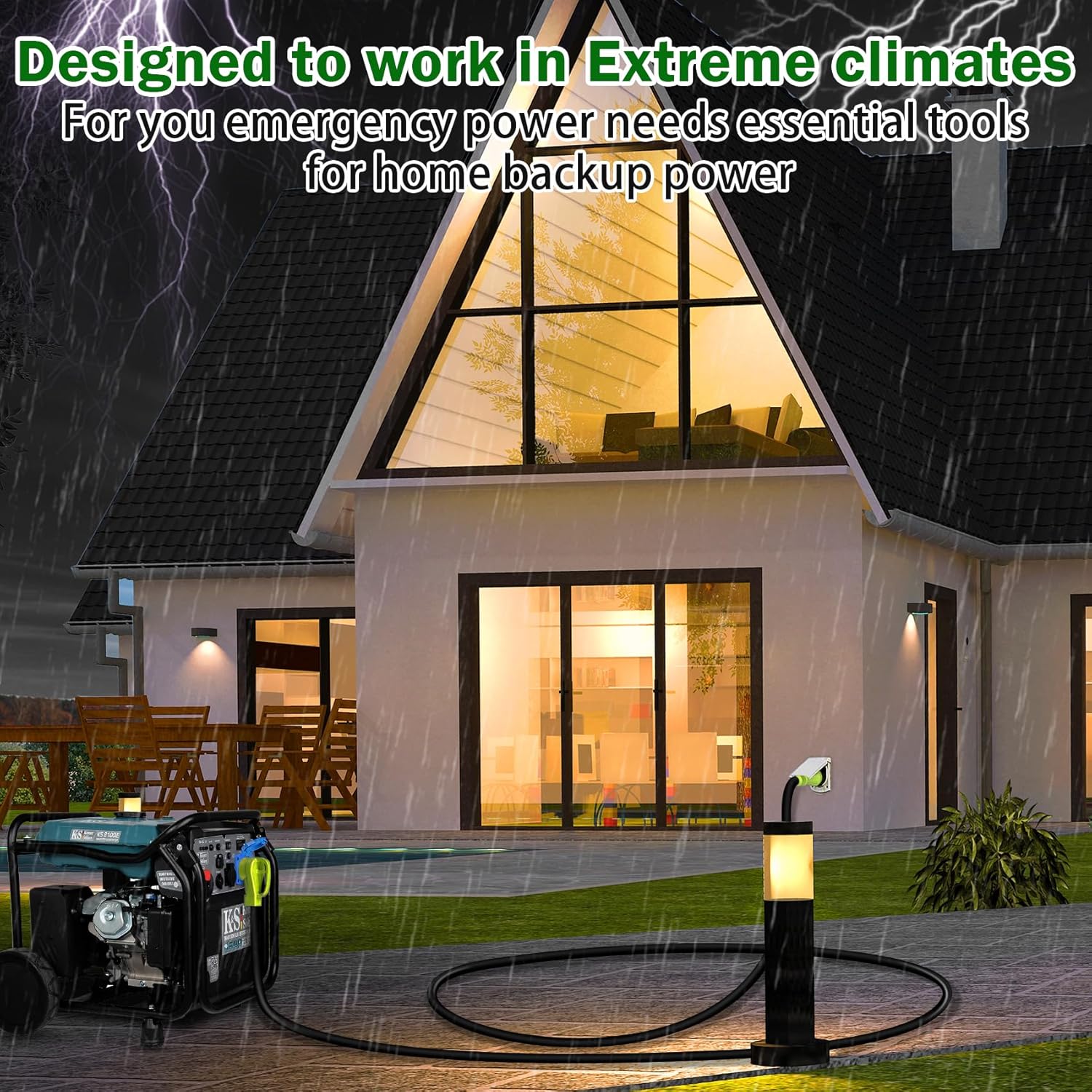 50 Amp Generator Cord, 25FT 50 Amp RV Extension Cord with Twist Lock, Generator Cord 50A 4 Prong, NEMA 14-50P/SS2-50R Heavy Duty 6/3+8/1 AWG STW Wire for RV Camper & Generator to House