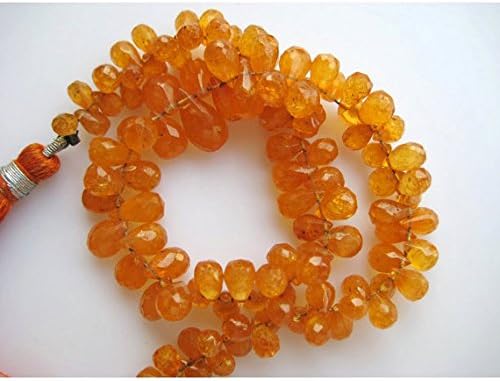 13 inch natural beads strand of 5x3-10x5mm faceted drop spessartine garnet gemstone beads for DIY jewelry - necklace, bracelet, earring, ring.