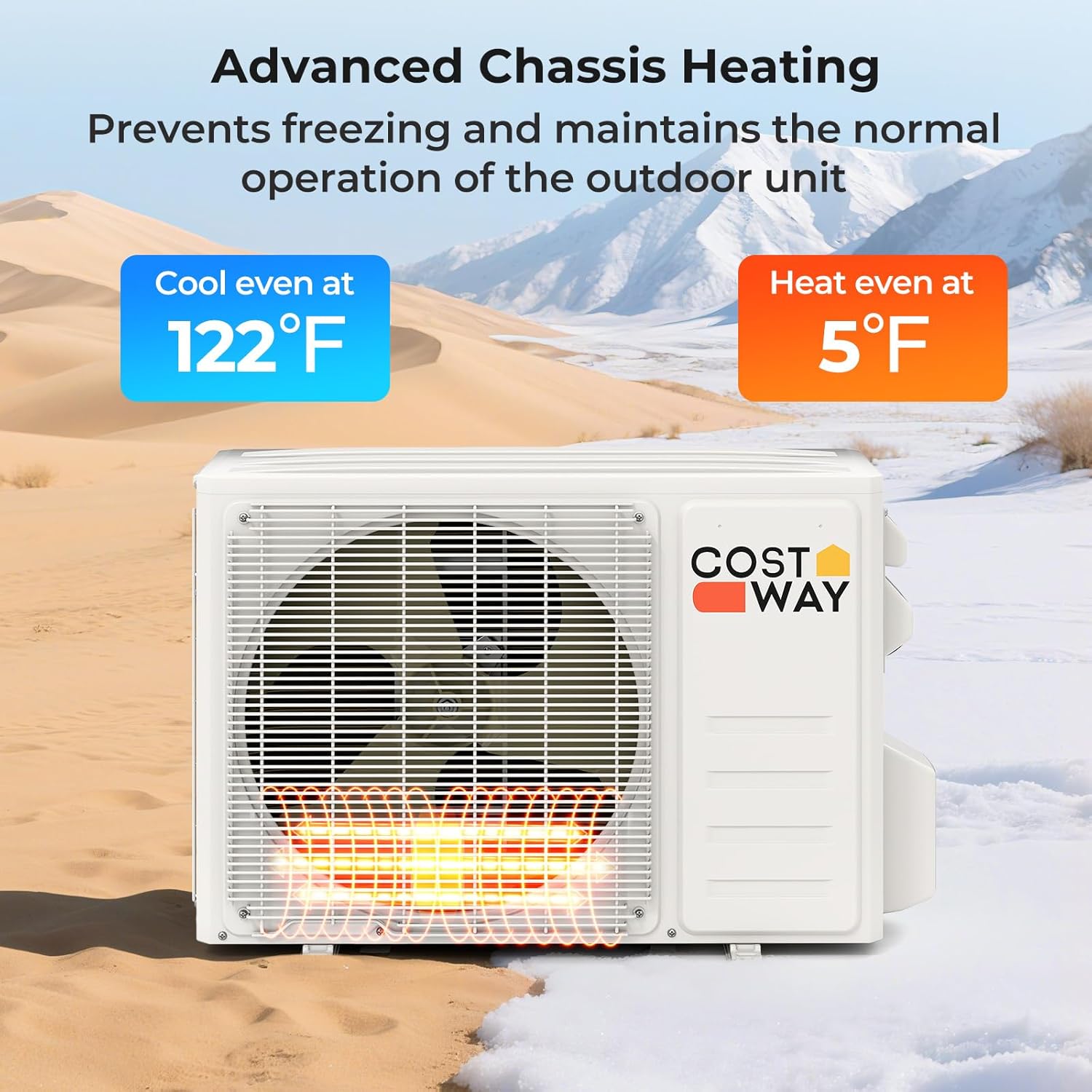 COSTWAY 17000 BTU Mini Split Air Conditioner, 208/230V 17 SEER2 Wifi Enabled Inverter Air Conditioner & Heater Pump System Cools Up to 1250 Sq. Ft, Compatible with Alexa, w/Installation Kit