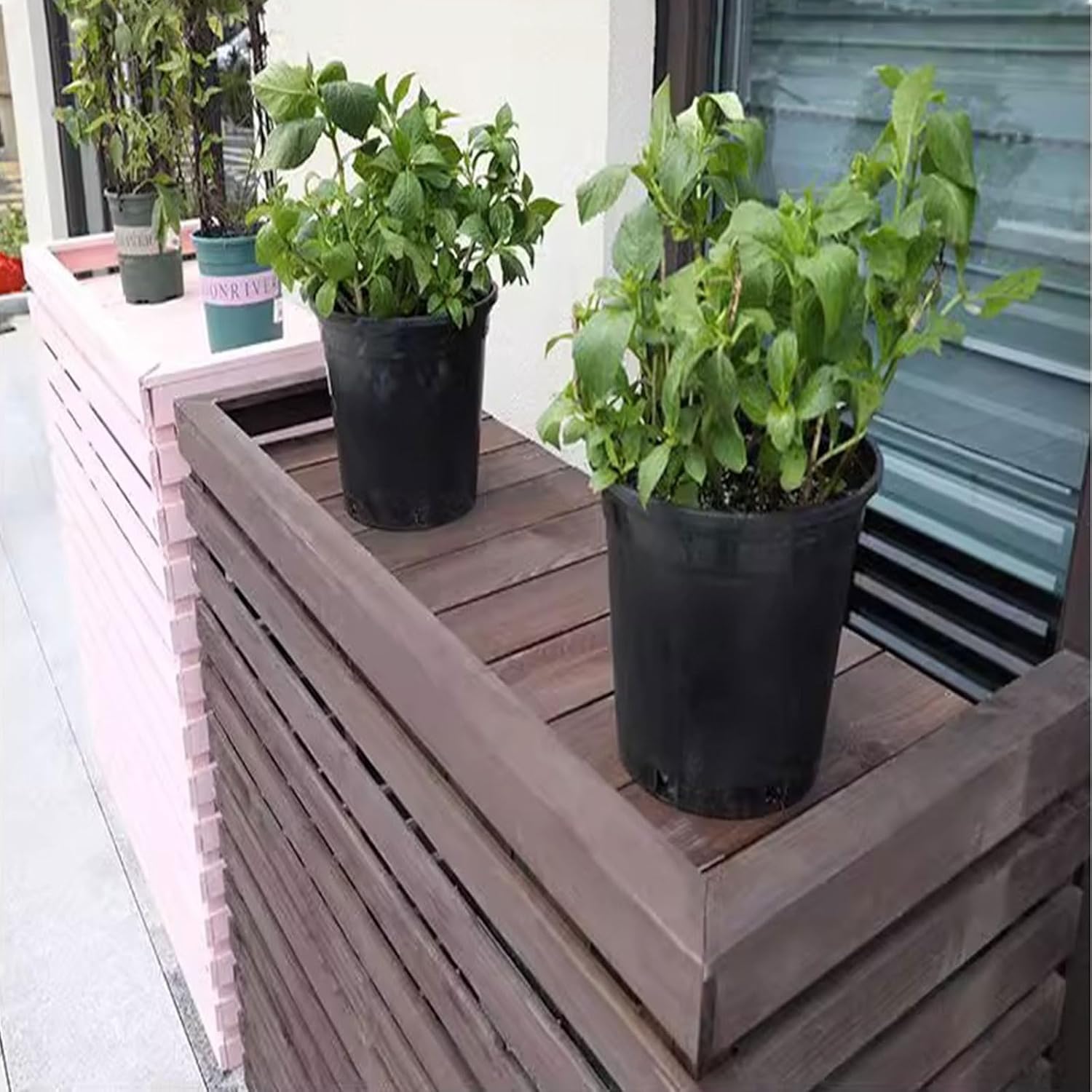 Air Conditioner Fence for Outside Units Solid Wood Air Conditioner Cover Plant Storage Outdoor Privacy Screen Hide Air Conditioner (Color : Natural, Size : Large)