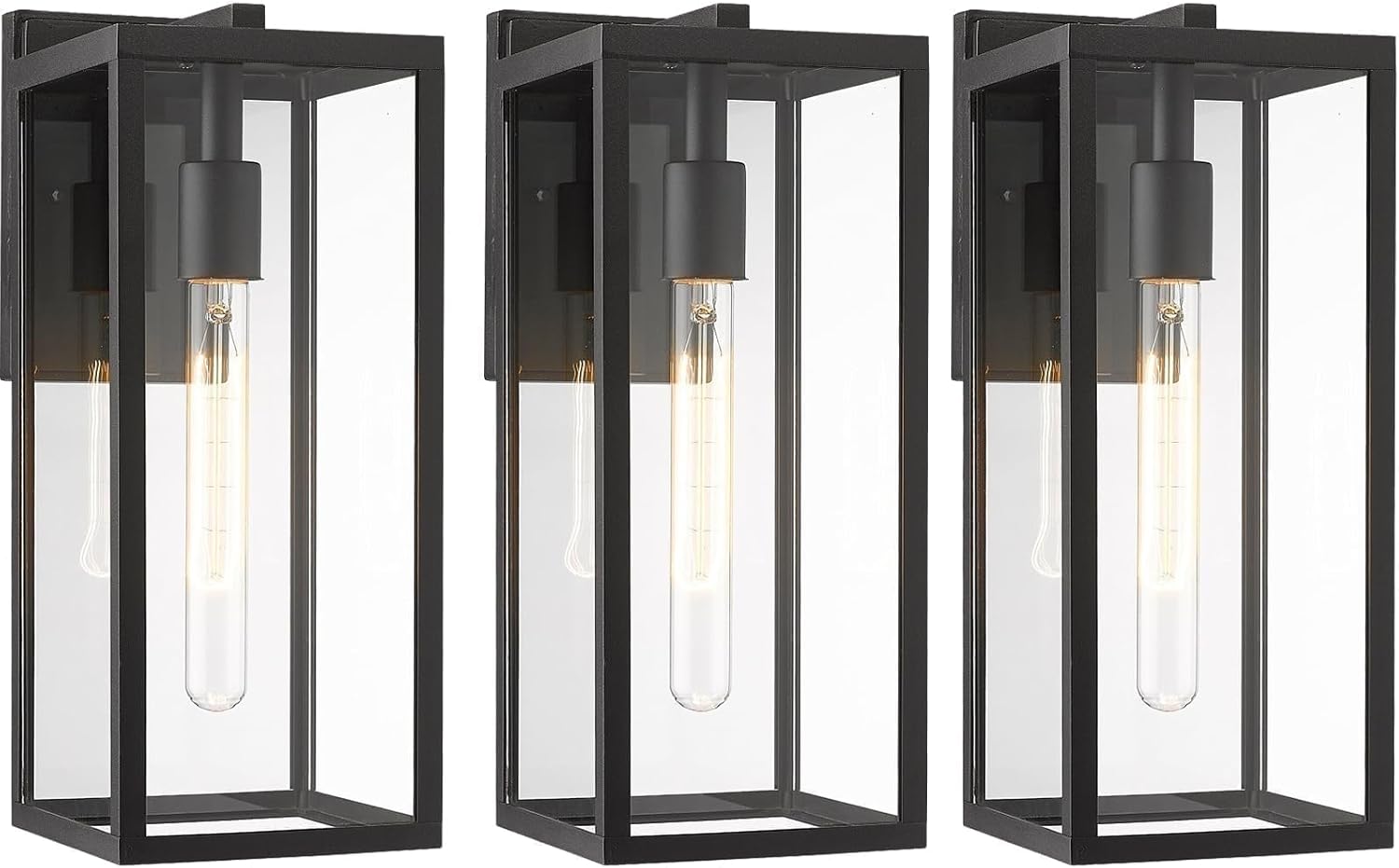 Bestshared Outdoor Wall Sconce Lights,Exterior Wall Lighting Fixtures with Clear Glass, Anti-Rust Modern Black Outside Lantern Lamp for House Front Porch Doorway Patio (Black, 15