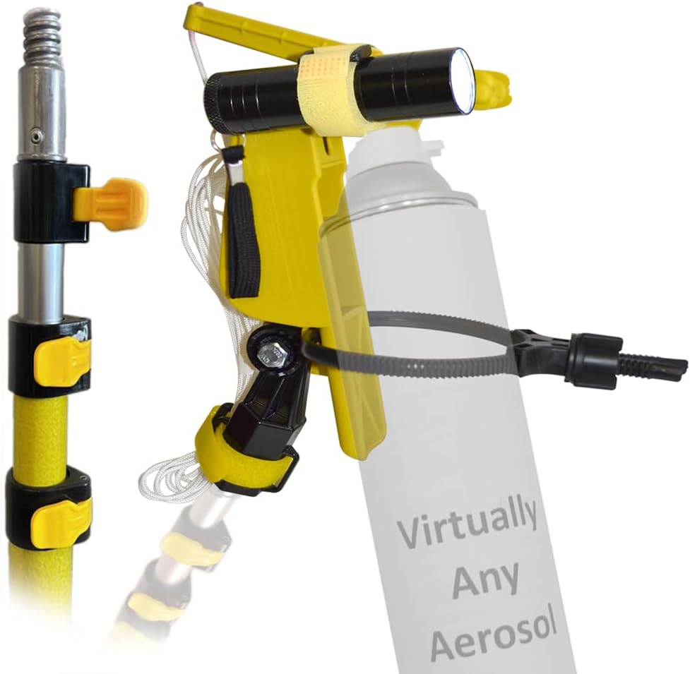 Pro USA-Made Flash Combination Kit - Includes a 9 LED Flashlight & 12ft. Spray Can Extension Pole - Pest Control to Easily Spray Hard-to-Reach Areas Day & Night