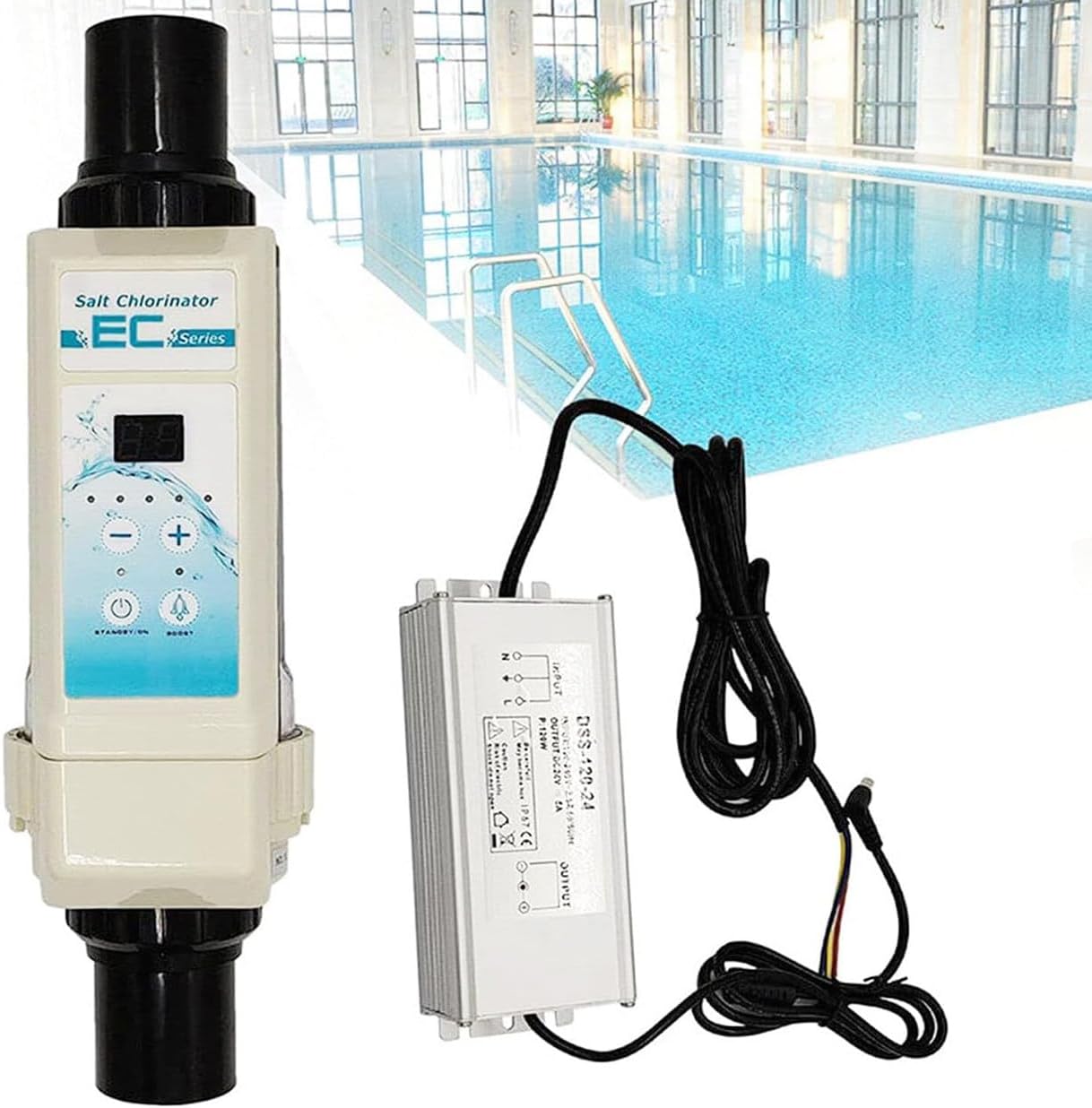 Swimming Pool Chlorinator, Salt Water Pool Chlorinator System, 8/12/16/20G/H Salt Chlorine Generator for Swimming Pool, Spa Water Treatment Machines,12G/H-20g/h