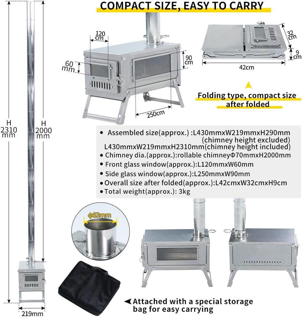 Outdoor Fireplaces Titanium Stove Foldable Lightweight Durable Portable Folding Wood Burning Outdoor Fire Pits