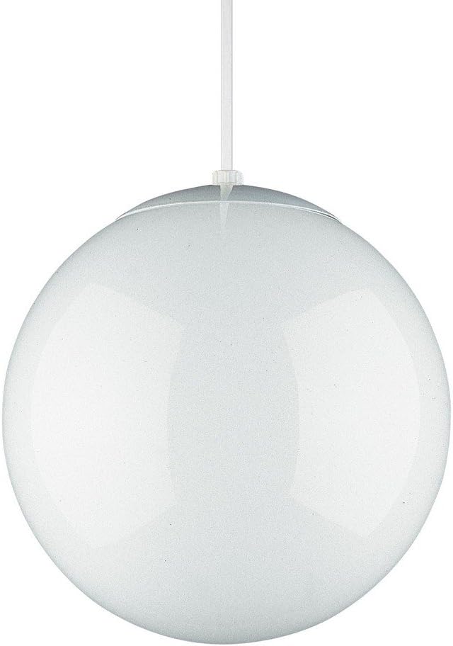 Generation Lighting 6024-15 Leo - Hanging Globe Contemporary One - Light Pendant Hanging Modern Fixture, White Finish