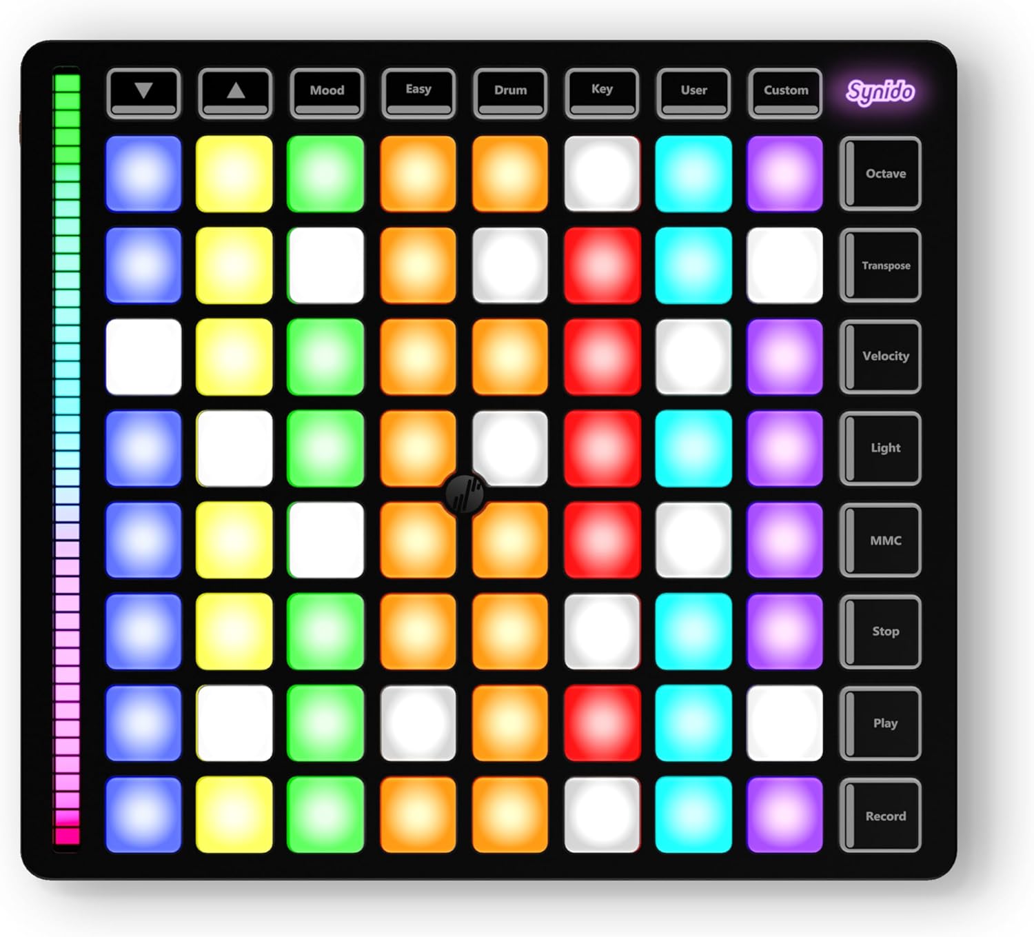 Synido MIDI Pad Beat Maker Machine with 64 Velocity Sensitive RGB Pads and Synido Audio Interface for Recording Music with Instrument Gain Control