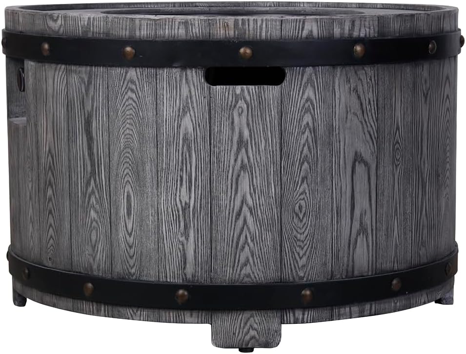 Product Faux Wood Grain Gas Fire Pit Table, Create A Wild Joy Resort On Your Patio with This Fire Pit Table, Antique Black