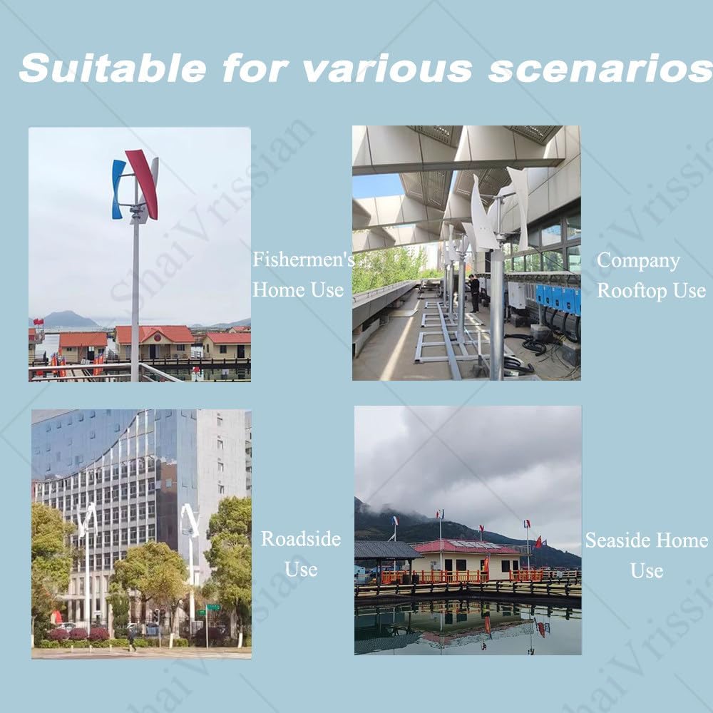 Wind Turbine Generator Kit,Portable Vertical Helix Wind Power Turbine Generator,Wind Rotor Diameter 520 Mm,Low Operating Vibration,for Marine,Rv,Home and Industrial Use 200W24V