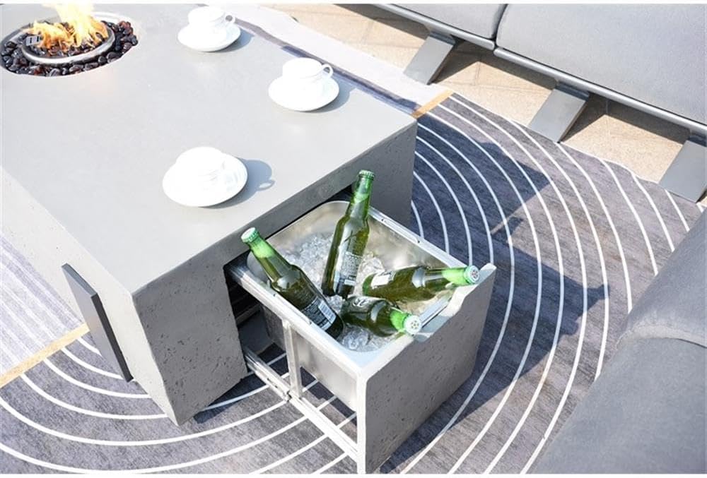 Direct Wicker Patio Gray Aluminum 7-Person Outdoor Seating Group with Fire Pits