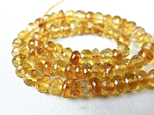 13 inch natural beads strand of 4.5mm faceted rondelle citrine gemstone beads for DIY jewelry - necklace, bracelet, earring, ring.