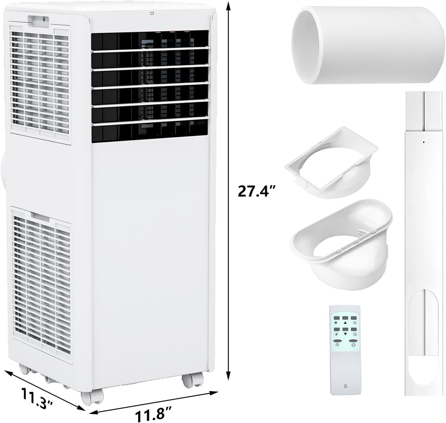 Portable 8000 BTU Air Conditioner with Dehumidifier & Fan – Cools Rooms Up to 300 Sq.Ft, Includes Remote Control for Bedroom, Kitchen, or Office