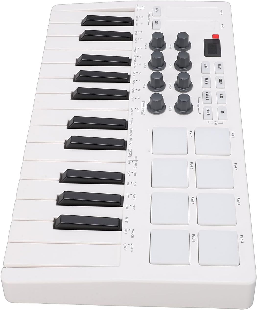 LiebeWH 25 Key MIDI Keyboard Controller Portable Music Production with 8 RGB Pads Connectivity for Computer Recording
