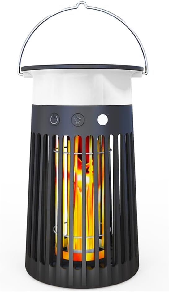 Solar Bug Zapper Outdoor, PhatroyYee Mosquito Killer 4500V, Waterproof Portable Fly Zappers with Frame Light - Grey