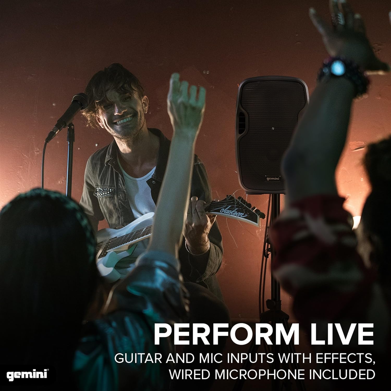 Gemini 8” 500W Wireless Battery-Powered Bluetooth PA Speaker with Mic/Guitar Inputs, Echo, USB/SD/FM – Portable Pro Audio for Performers, Karaoke & Outdoor Events (AS-08TOGO)