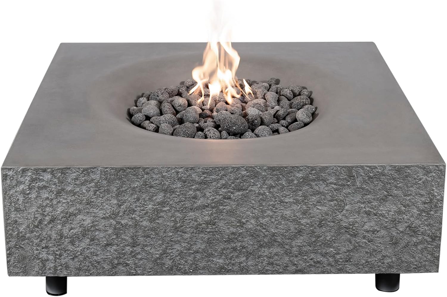 Pyromania Monument Outdoor Concrete Fire Pit Table, 41 x 41 Inches - Propane Model in Slate Gray Color