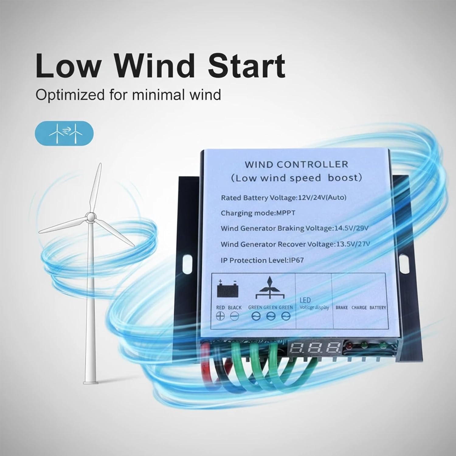 Wind Turbine Controller 3000W with MPPT Technology and IP67 Waterproof Rating,for Safe Operation in Adverse Weather 12V 24V 48V 220V