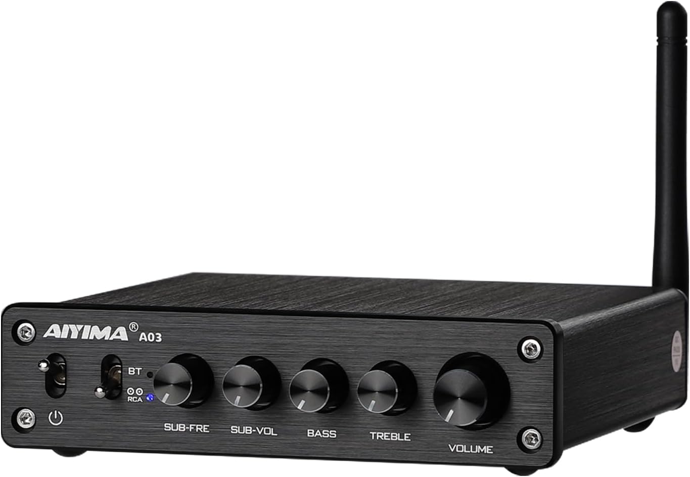AIYIMA A03 2.1 Channel Class D Amplifier 50W * 2+100W TPA3116 Bluetooth Stereo Amp HiFi Power Amplifier with Power Adapter for Home Outdoor Passive Speakers/Subwoofer/Active sub