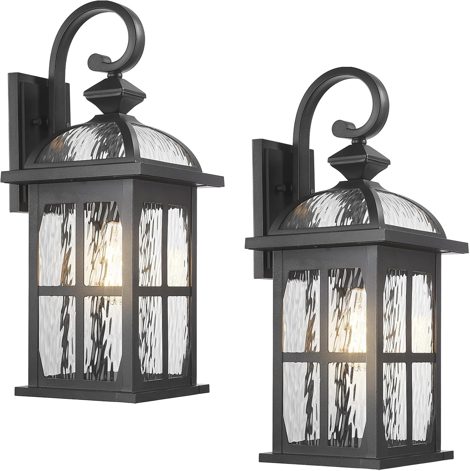 Darkaway 2pcs Large Outdoor Wall Light, 22inch Exterior Light Fixture with Water Ripple Glass, Aluminum Outside Lights Sconces Exterior Lighting for House Porch Patio Doorway