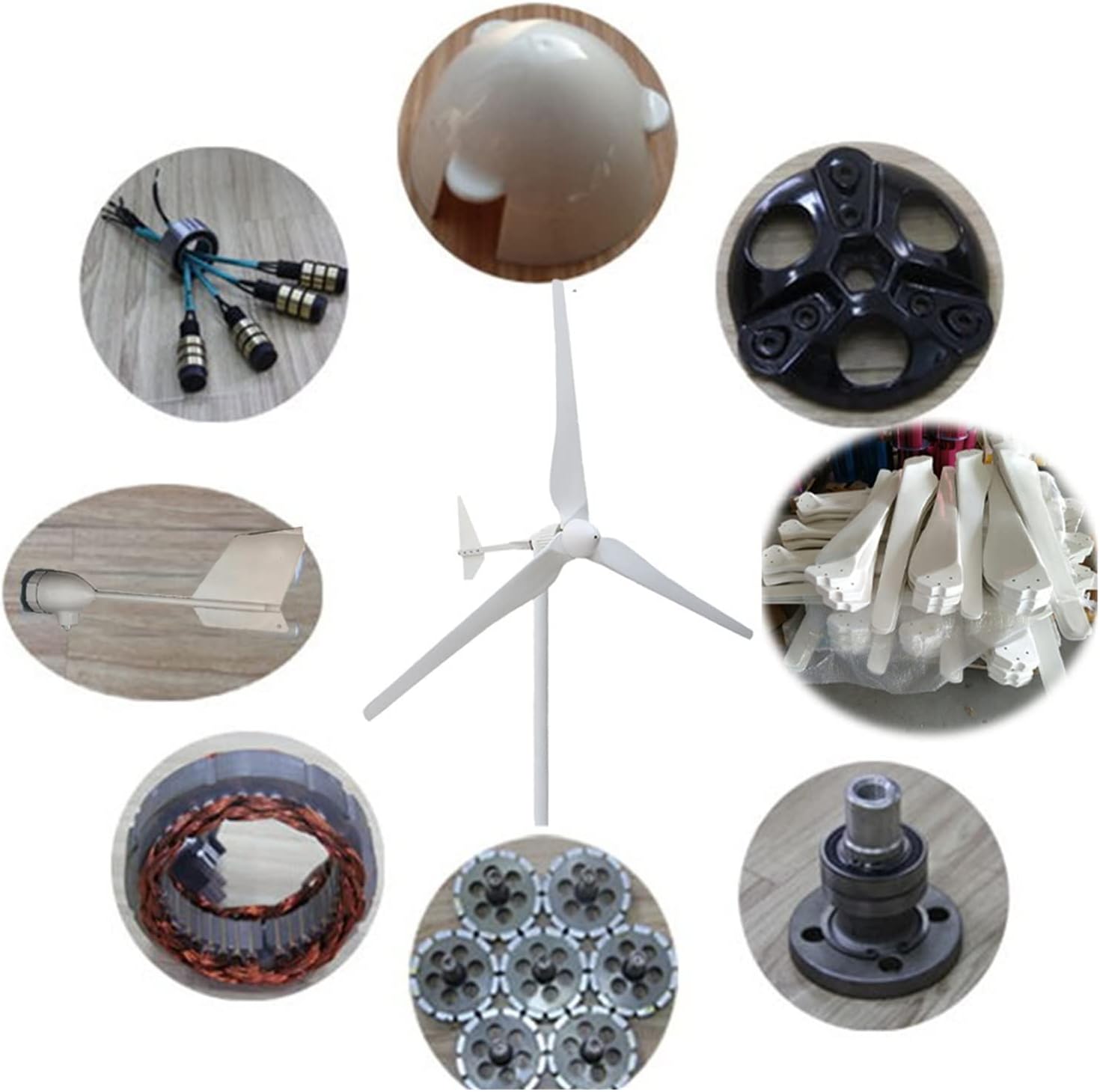 Wind Turbine 1000W 24V 48V Wind Turbine Generator, 3 Blades Lantern Wind Turbines Generato Motor Kit For Home Hybrids Streetlight Use Electromagnetic With Controller (Color : Wind Turbine Only, Size