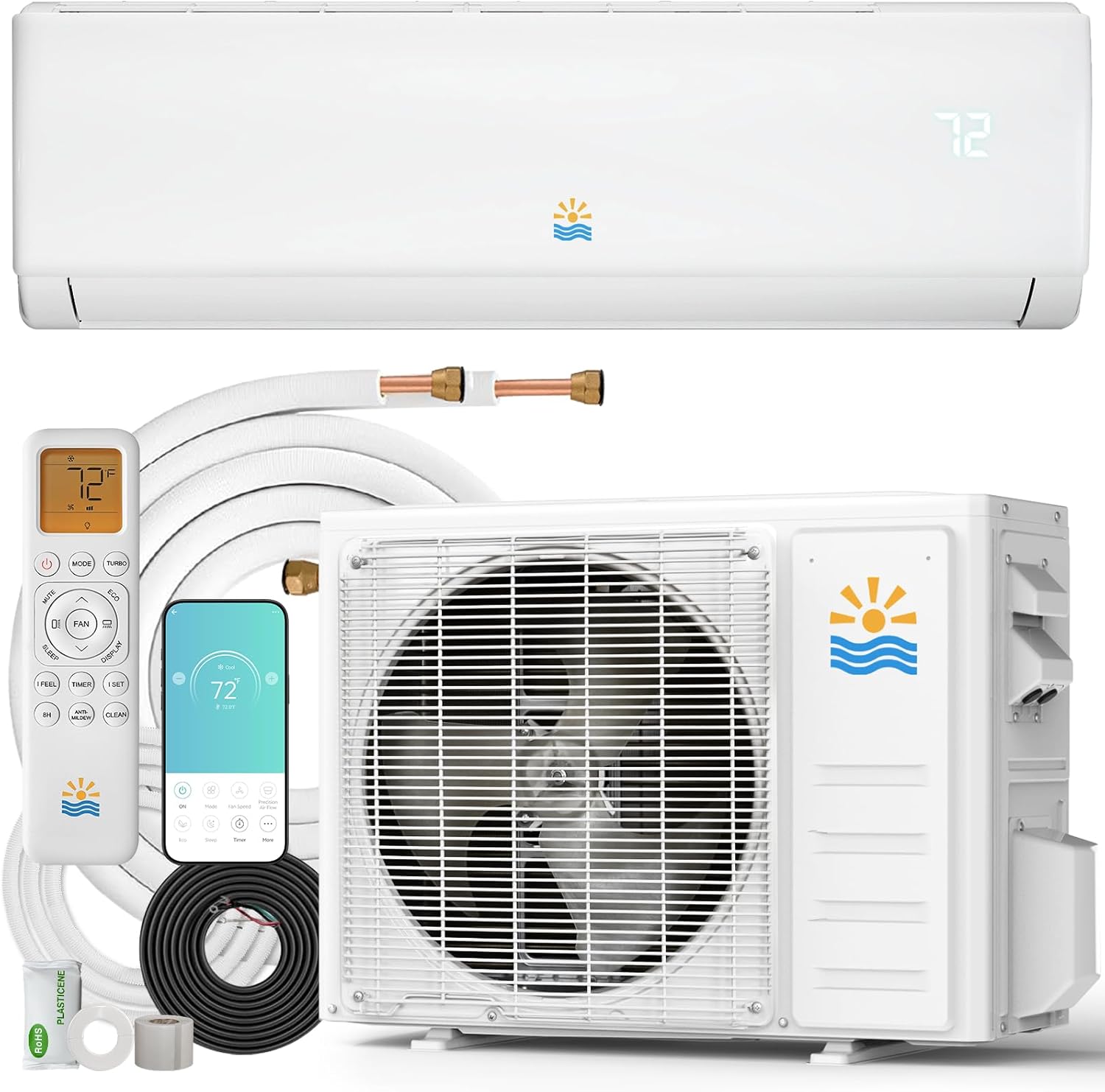 Mini Split Air Conditioner - 12000 BTU Ductless Mini Split Ac/Heating System, 115V 20 SEER2 Wifi Enabled Inverter, 750Sq.Ft, Split AC Unit with Precharged Heat Pump, R454B with Installation Kit